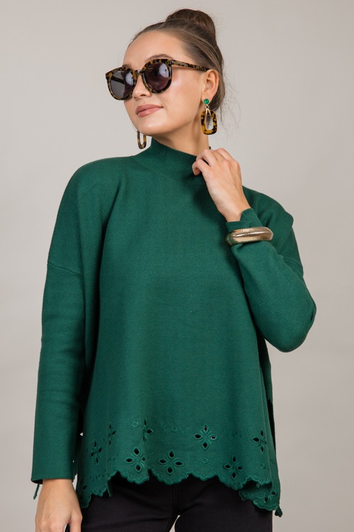 Eyelet Hem Sweater, H. Green - 0930-72.jpg