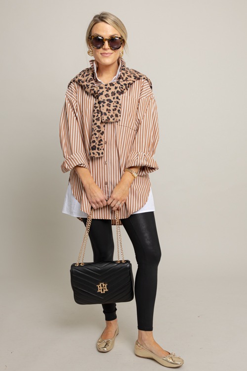Stripe Tunic Shirt, Brown