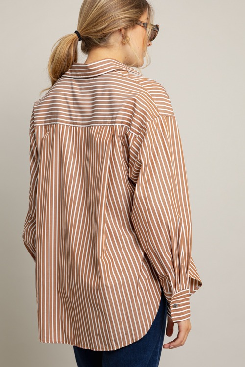 Stripe Tunic Shirt, Brown - 1001-110.jpg