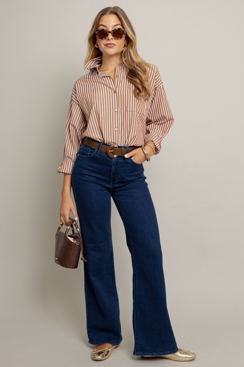 Stripe Tunic Shirt, Brown - 1001-114.jpg