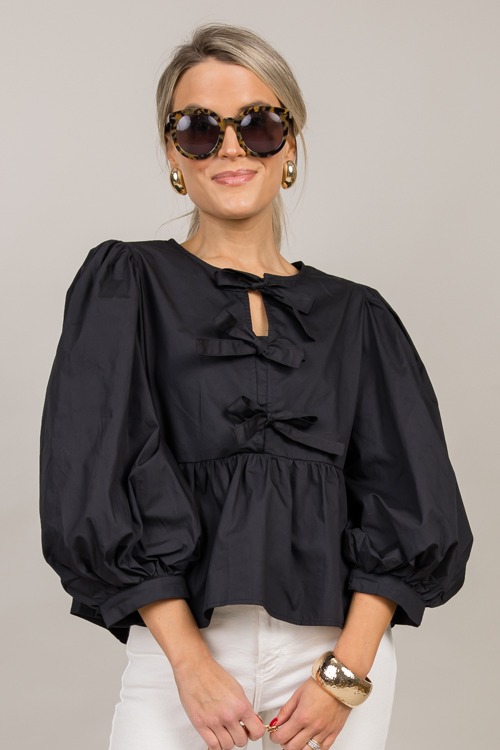 Triple Bow Poplin Top, Black - 1001-115.jpg