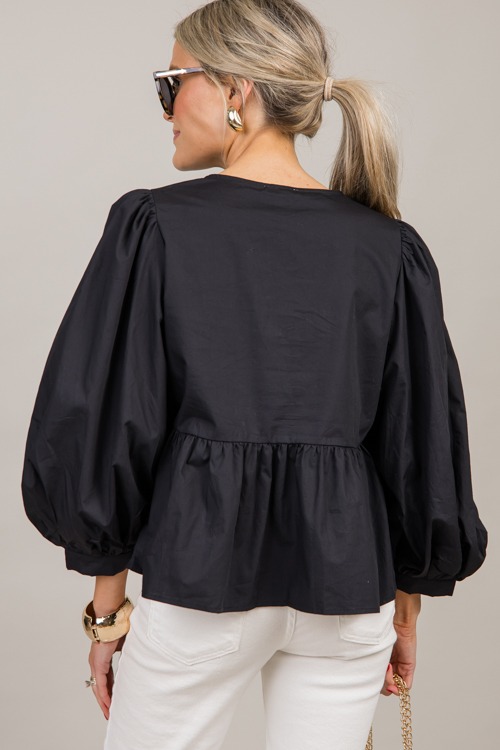 Triple Bow Poplin Top, Black - 1001-118.jpg