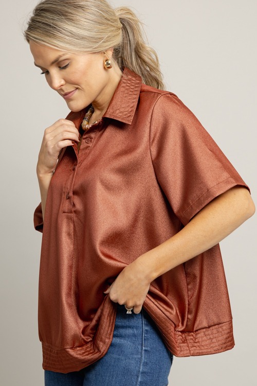 Shimmering Collared Shirt, Brown