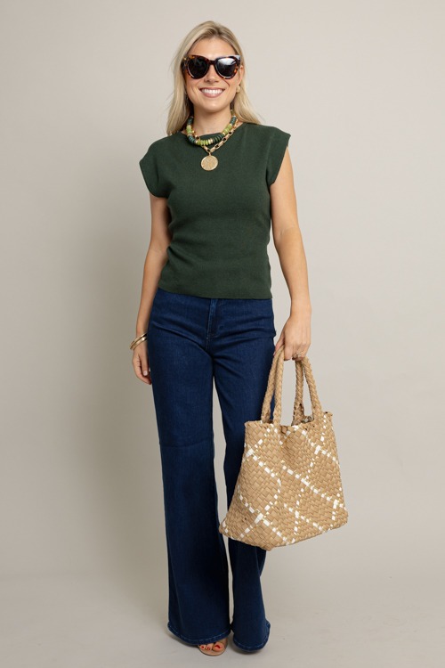 Anna Sleeveless Sweater, Sea Green