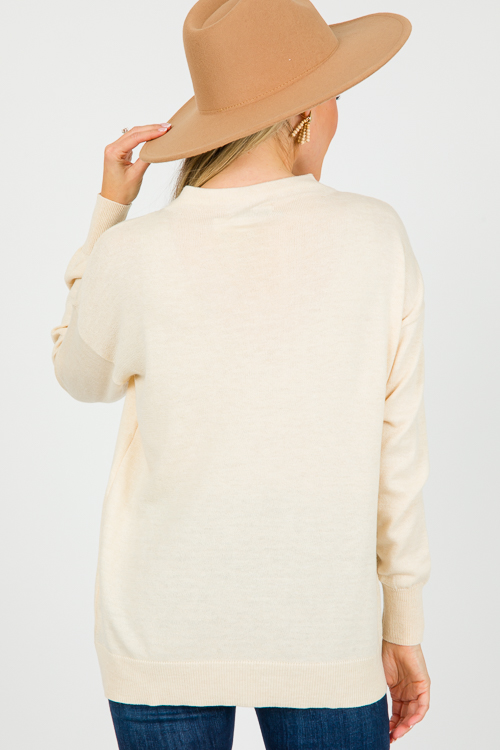 Funnel Neck Sweater, Oatmeal