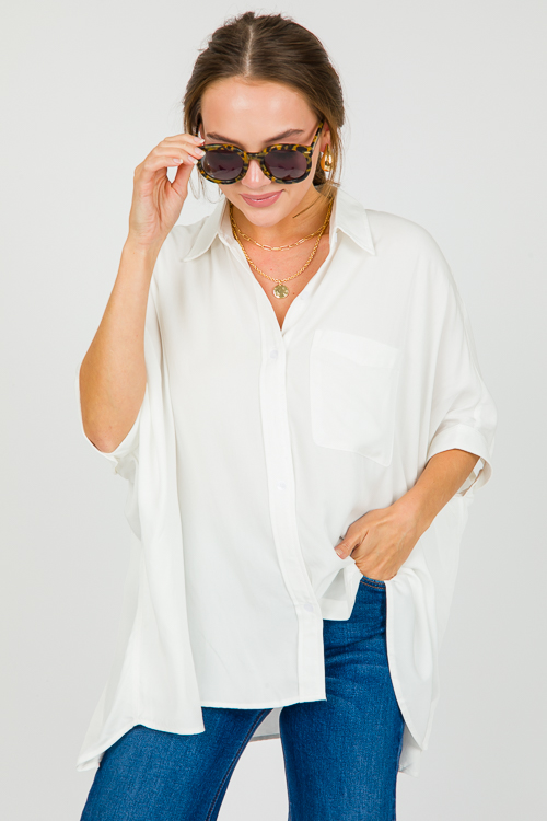 Oversize Dolman Shirt, Cream