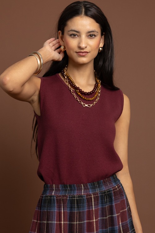 Essential Sweater Tank, Burgundy