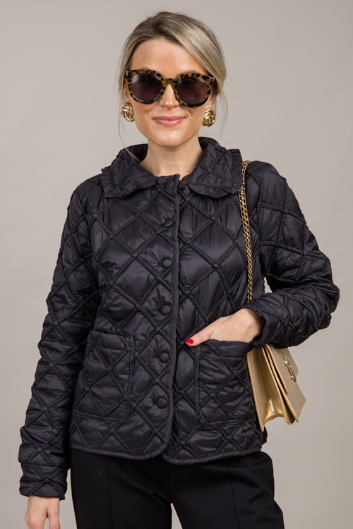 Ruffle Collar Quilted Jacket, Black - 1002-133.jpg