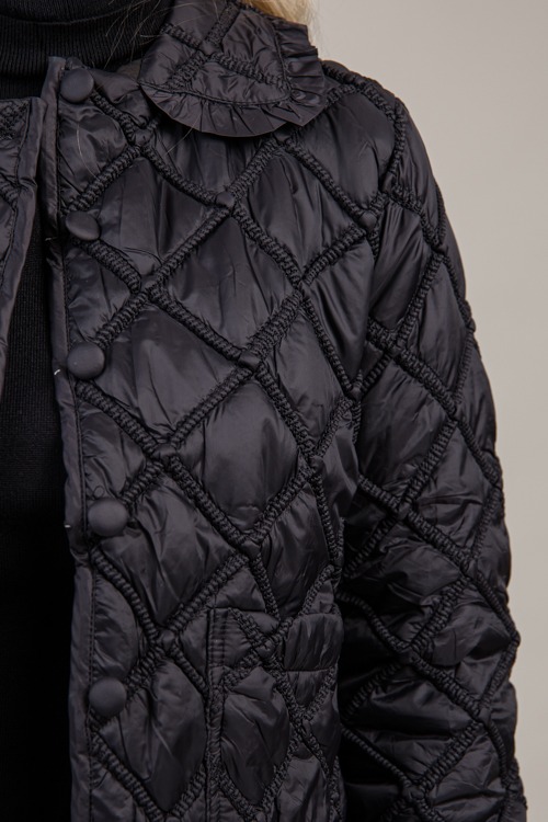 Ruffle Collar Quilted Jacket, Black - 1002-135.jpg