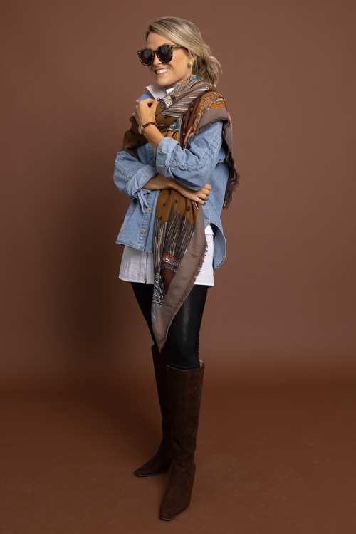 Ruched Sleeve Denim Shirt - 1002-145.jpg