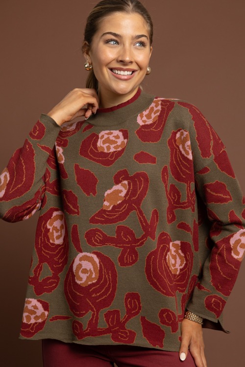 Chic Abstract Sweater, Olive - 1002-173.jpg