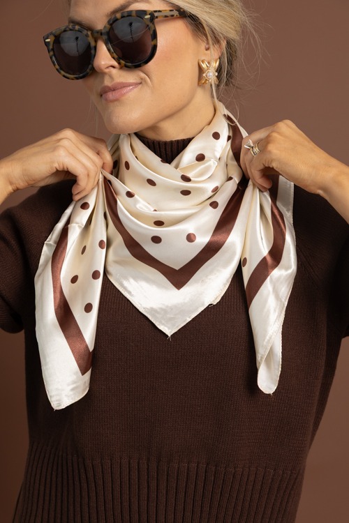 Polka Dot Silk Scarf, Beige - 1002-221h.jpg
