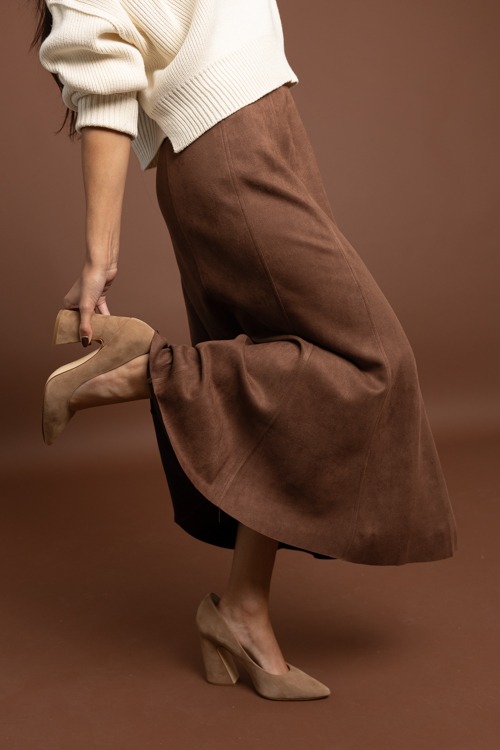 Suede Maxi Skirt, Brown - 1002-238.jpg
