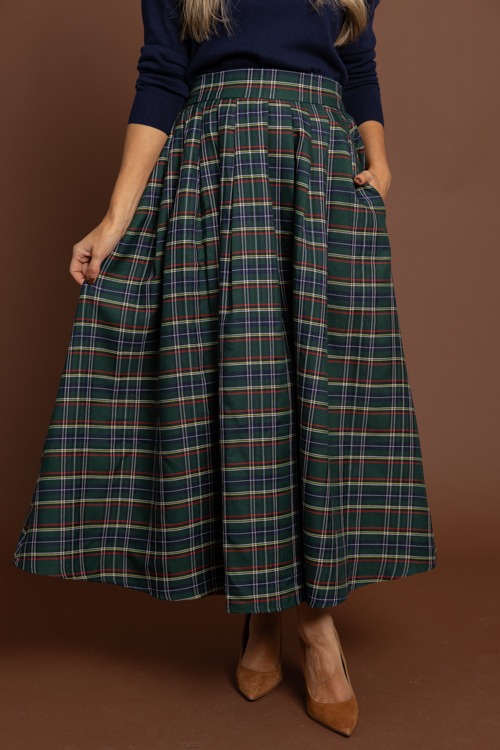 Tartan Plaid Maxi Skirt, Green - 1002-289h.jpg