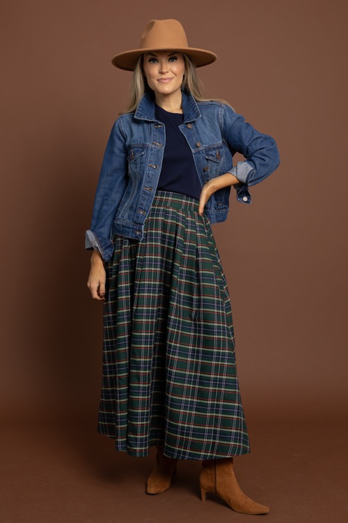 Tartan Plaid Maxi Skirt, Green - 1002-290.jpg