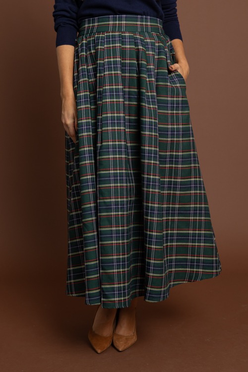 Tartan Plaid Maxi Skirt, Green - 1002-291.jpg