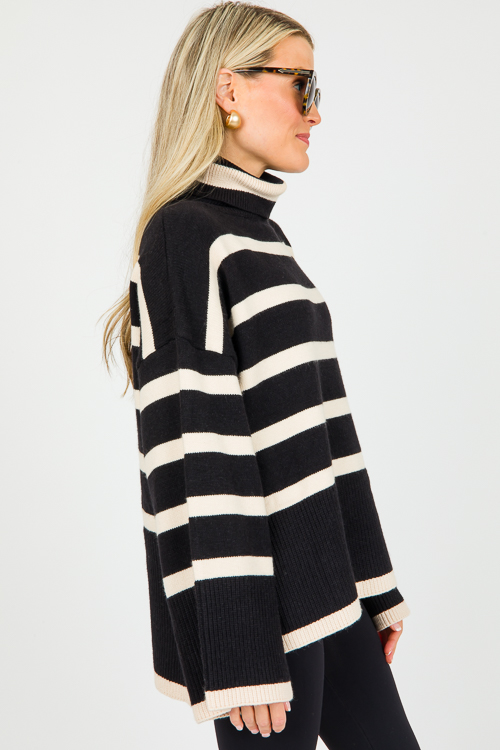 Gretchen Stripe Sweater, Black