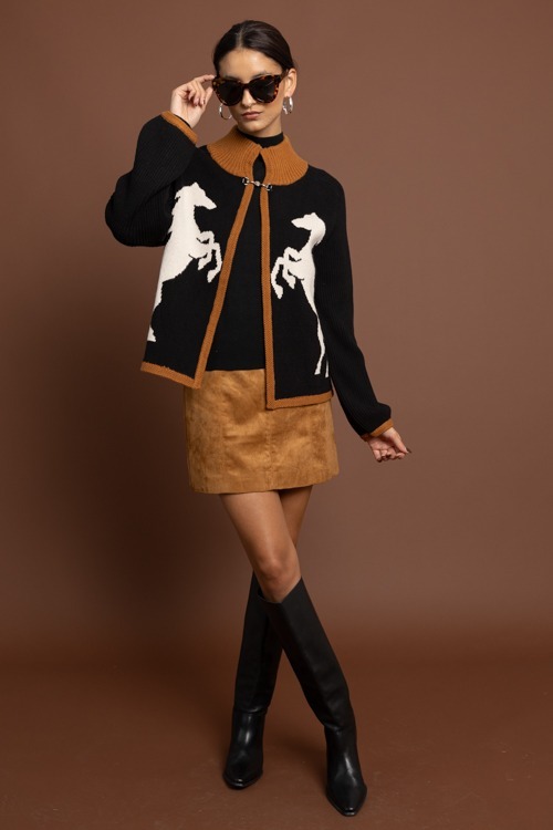 Equestrian Horsebit Cardigan, Black
