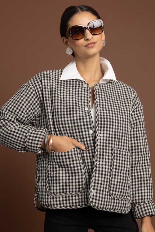 Gingham Quilted Jacket, Black - 1002-321.jpg