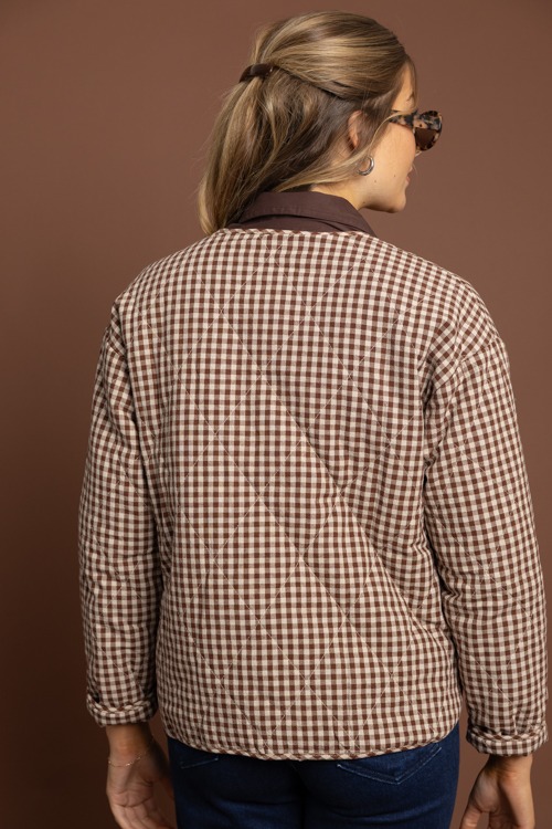 Gingham Quilted Jacket, Chocolate - 1002-333.jpg