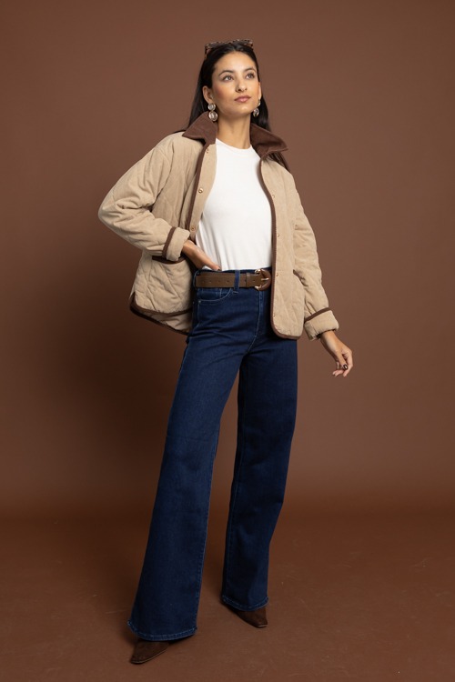 Two-Tone Corded Jacket, Ecru