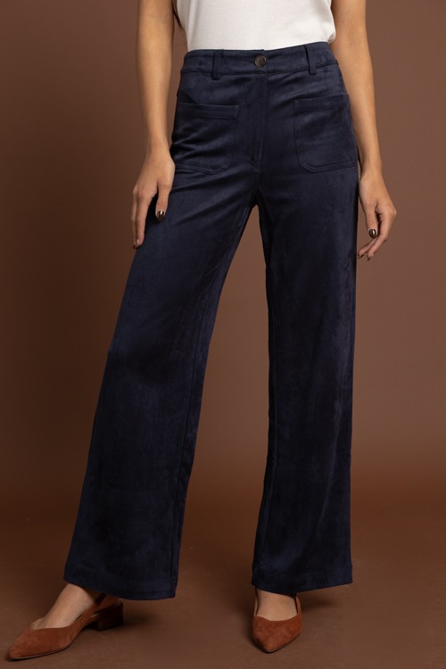 Suede Patch Pocket Pants, Dk. Navy
