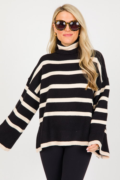 Gretchen Stripe Sweater, Black