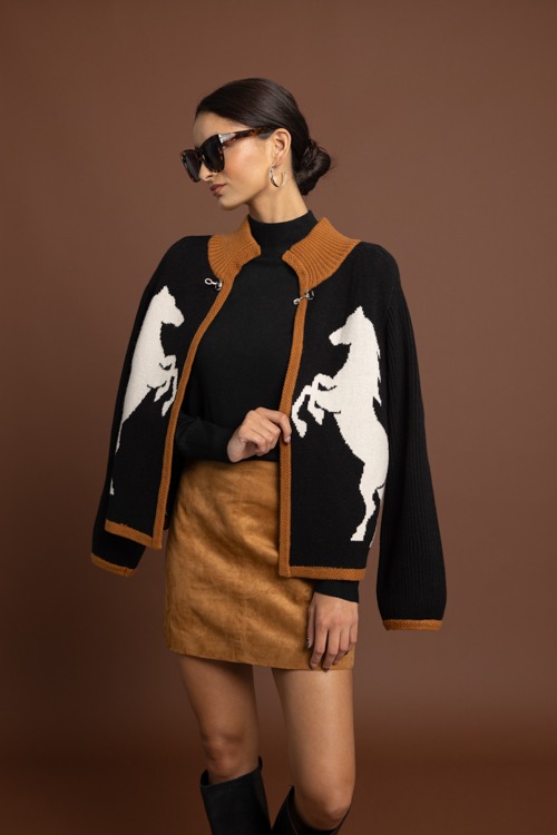 Equestrian Horsebit Cardigan, Black - 1002-407p.jpg