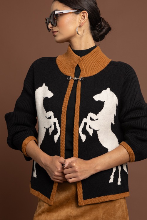 Equestrian Horsebit Cardigan, Black
