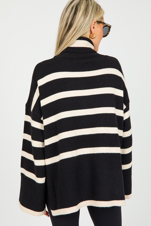 Gretchen Stripe Sweater, Black