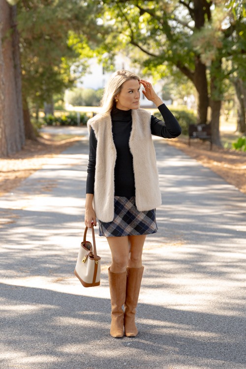 Jenna Plaid Mini Skirt, Black