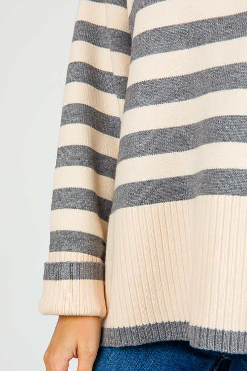 Chris Stripe Sweater, Grey