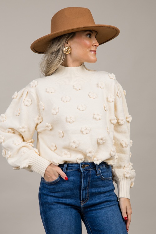 Flower Applique Sweater, Cream - 1003-164p.jpg