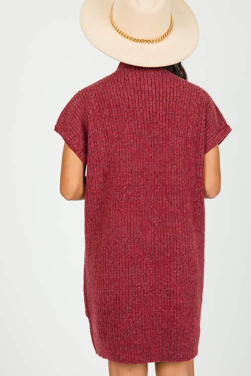 Pocket Sweater Dress, Cranberry