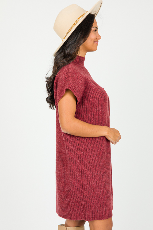 Pocket Sweater Dress, Cranberry