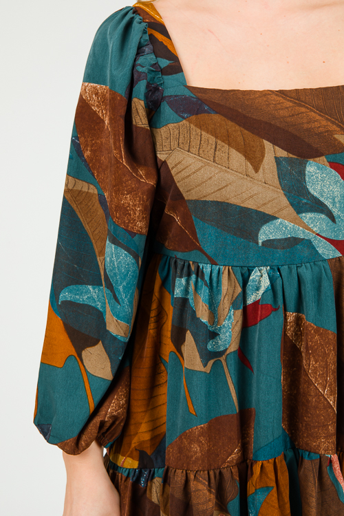 Falling Leaves Midi, Teal
