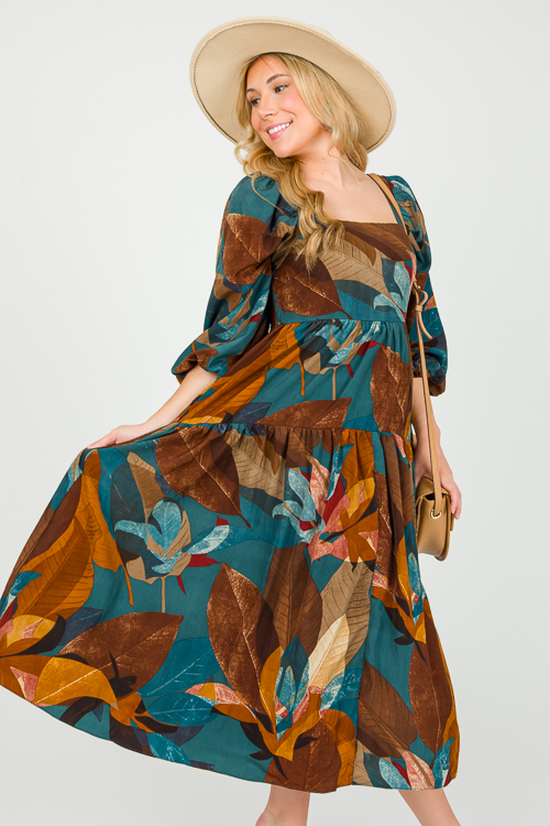 Falling Leaves Midi, Teal
