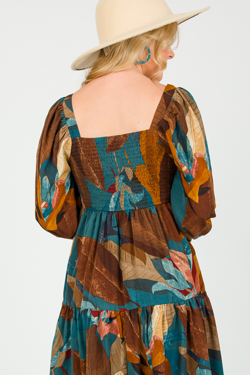 Falling Leaves Midi, Teal