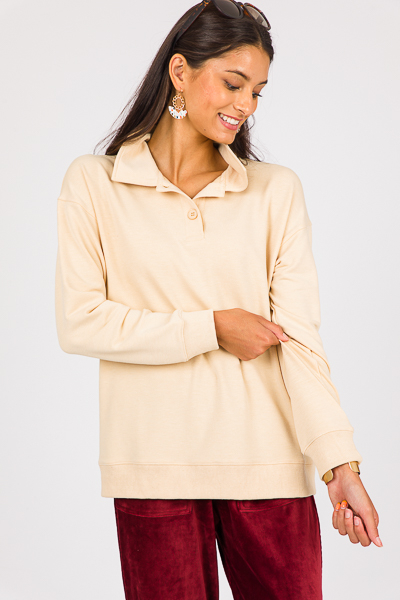 Collared Sweatshirt, Eggshell