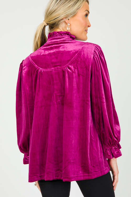 Glynn Velvet Top, Raspberry