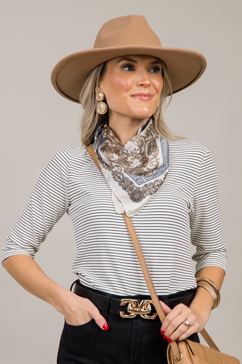 Skyla Stripe Top, Ivory/Black