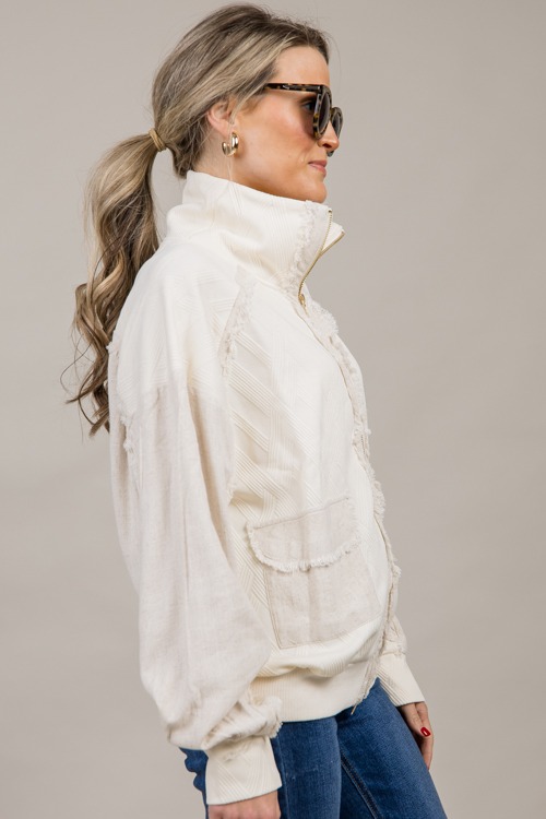 Linen Contrast Texture Jacket, - 1004-150.jpg