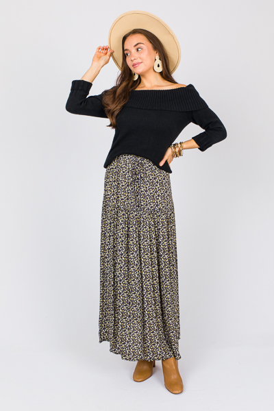 Alaya Floral Maxi Skirt, Navy