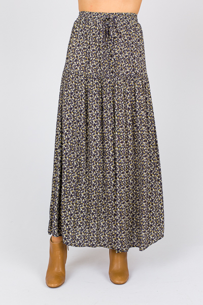 Alaya Floral Maxi Skirt, Navy