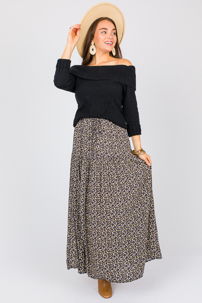 Alaya Floral Maxi Skirt, Navy