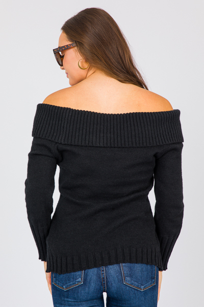 Esme Off Shoulder Sweater, Black