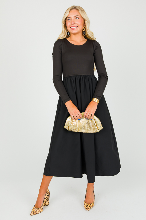 Knit Bodice Midi, Black