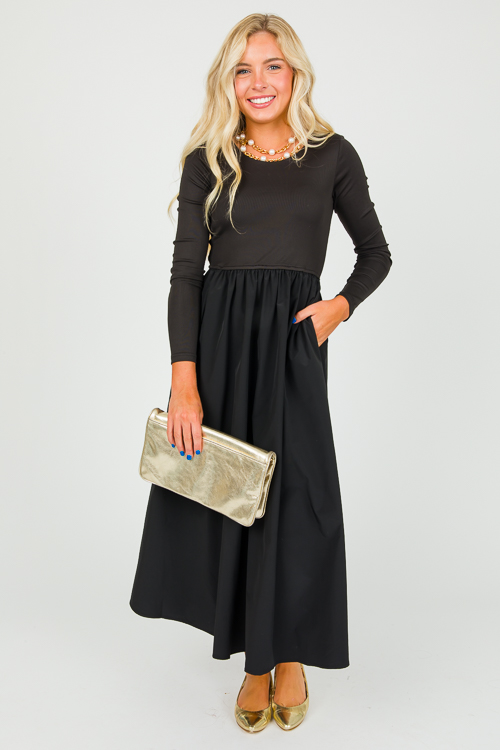 Knit Bodice Midi, Black