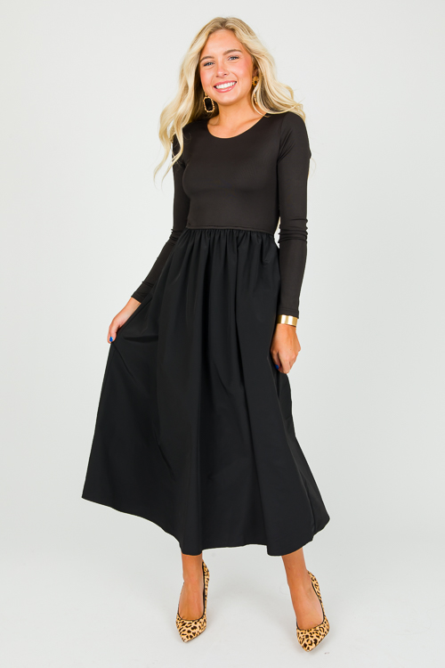 Knit Bodice Midi, Black