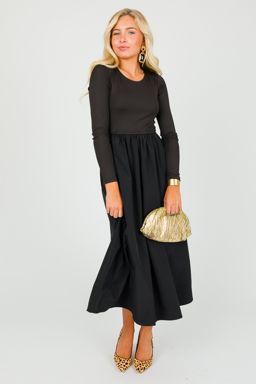 Knit Bodice Midi, Black